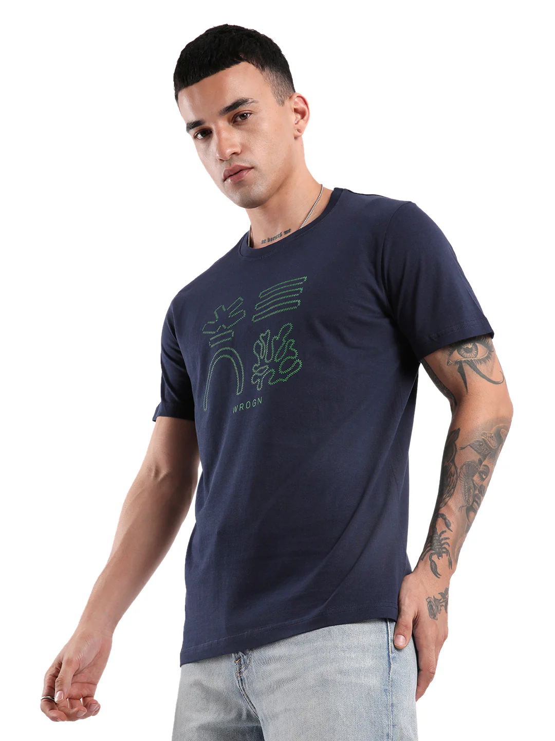 Wrogn Stitch Printed T-Shirt - Image 4