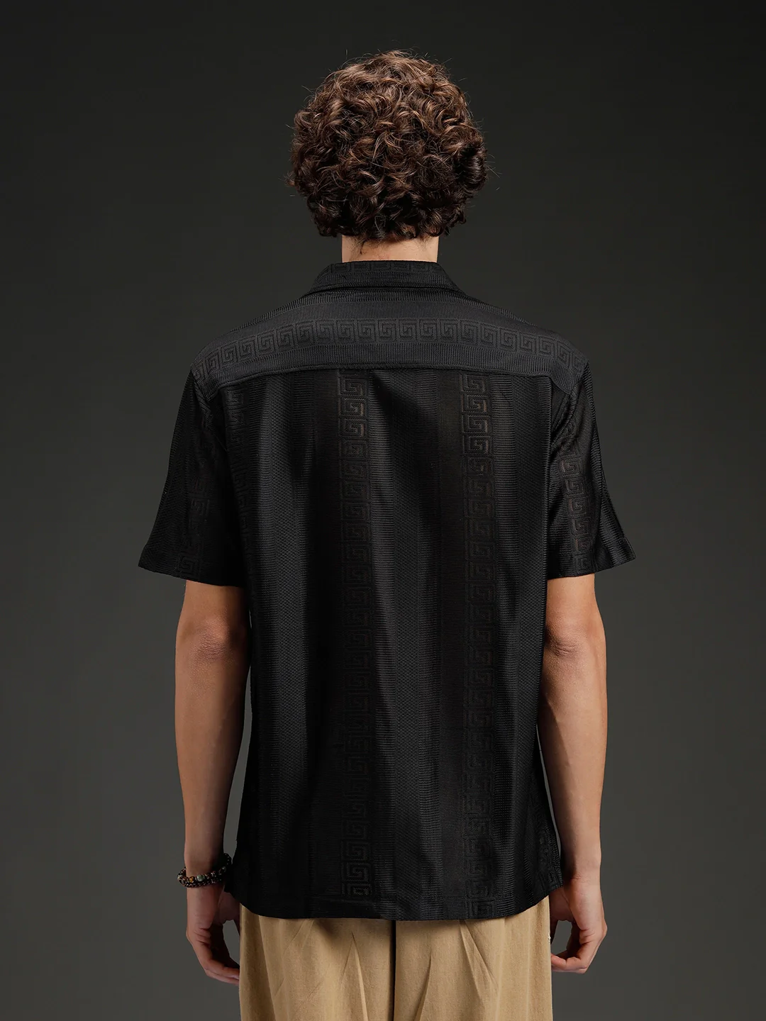 Wrogn Textured Button-Down Shirt | Black - Image 3