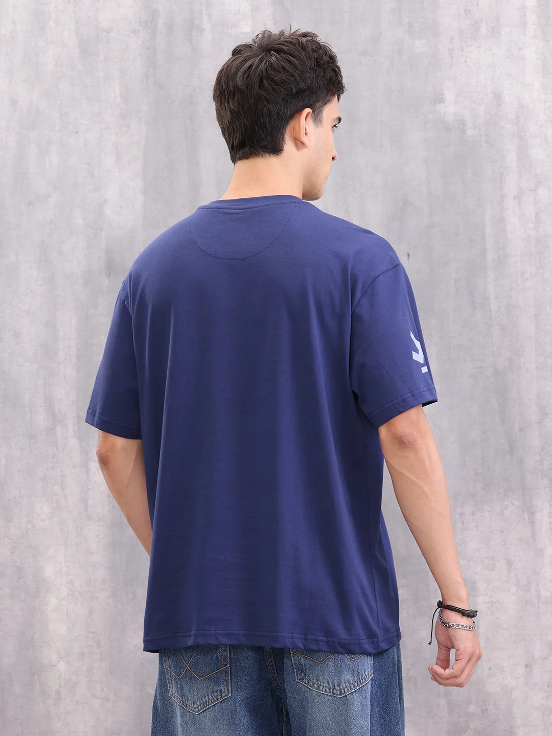 Wrogn Typo Printed Oversized Fit T-shirt | Blue - Image 3
