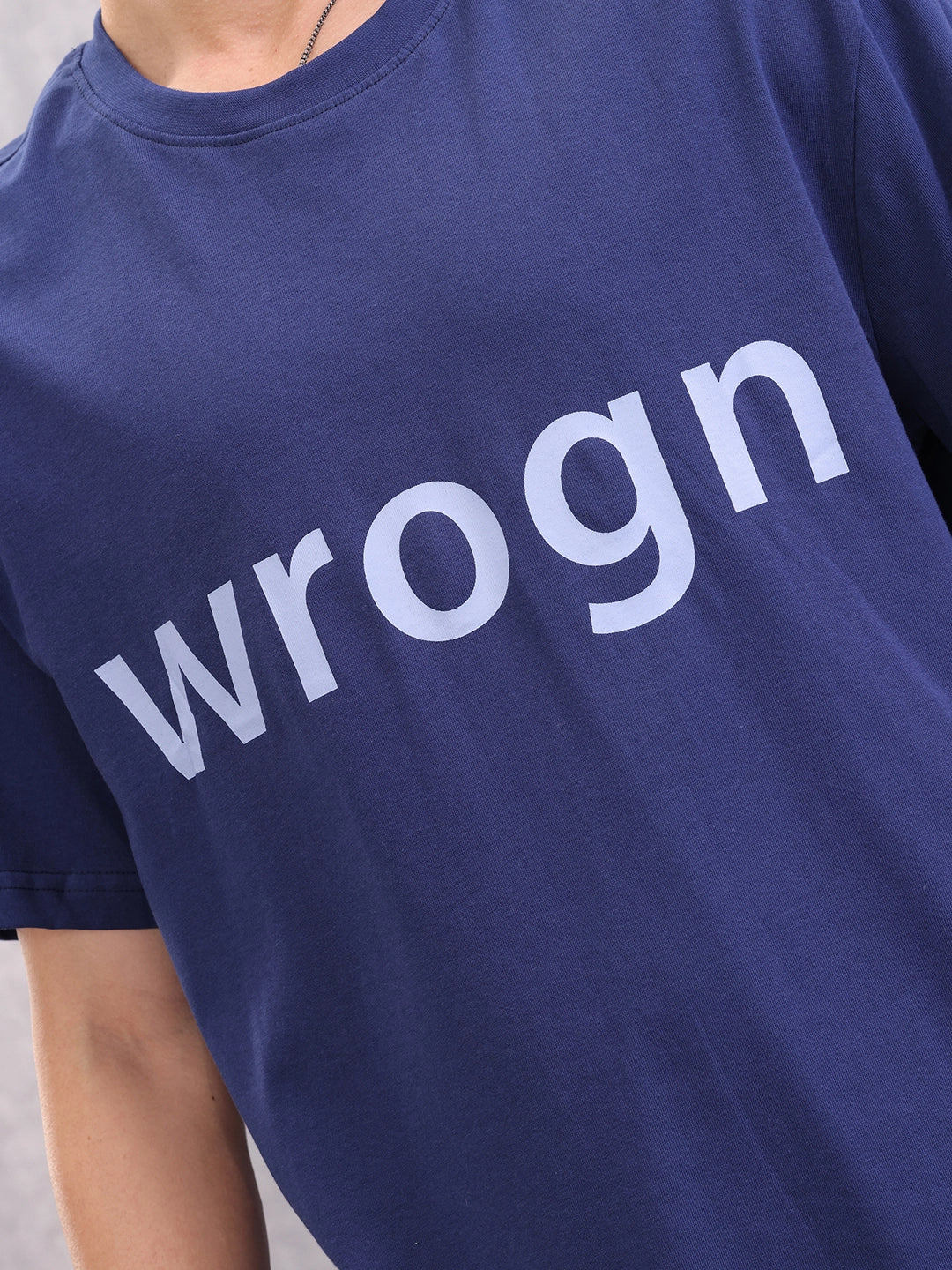 Wrogn Typo Printed Oversized Fit T-shirt | Blue - Image 5