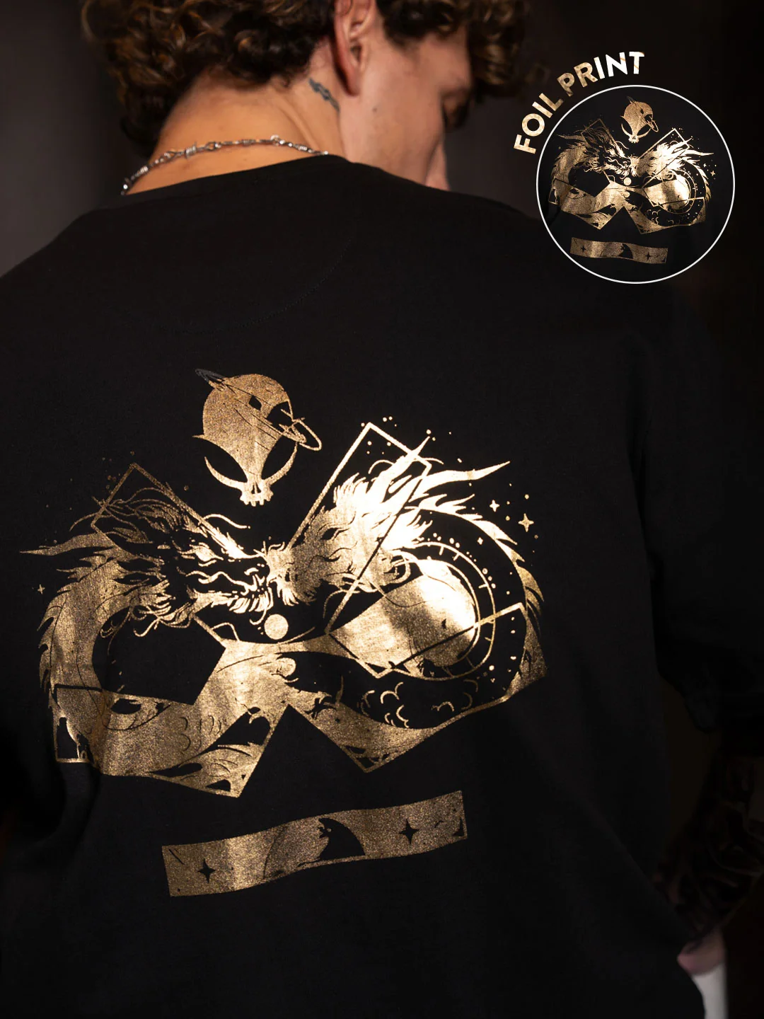Wrogn X Aliens - The Yin-Yang Dragons | Black T-Shirt - Image 7