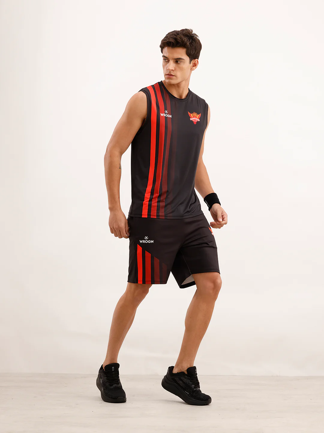 Wrogn x SRH Striped Performance Shorts | Black - Image 2