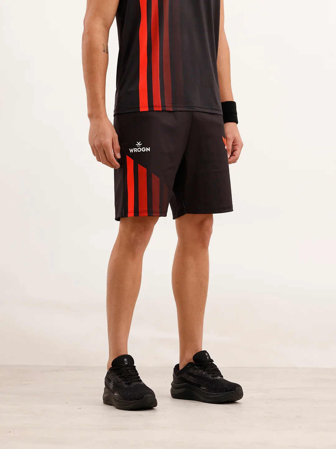 Wrogn x SRH Striped Performance Shorts | Black - Image 4