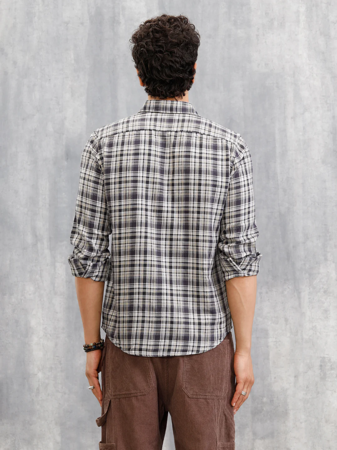 Yarn Dyed Check Shirt In Twill | Grey - Image 3