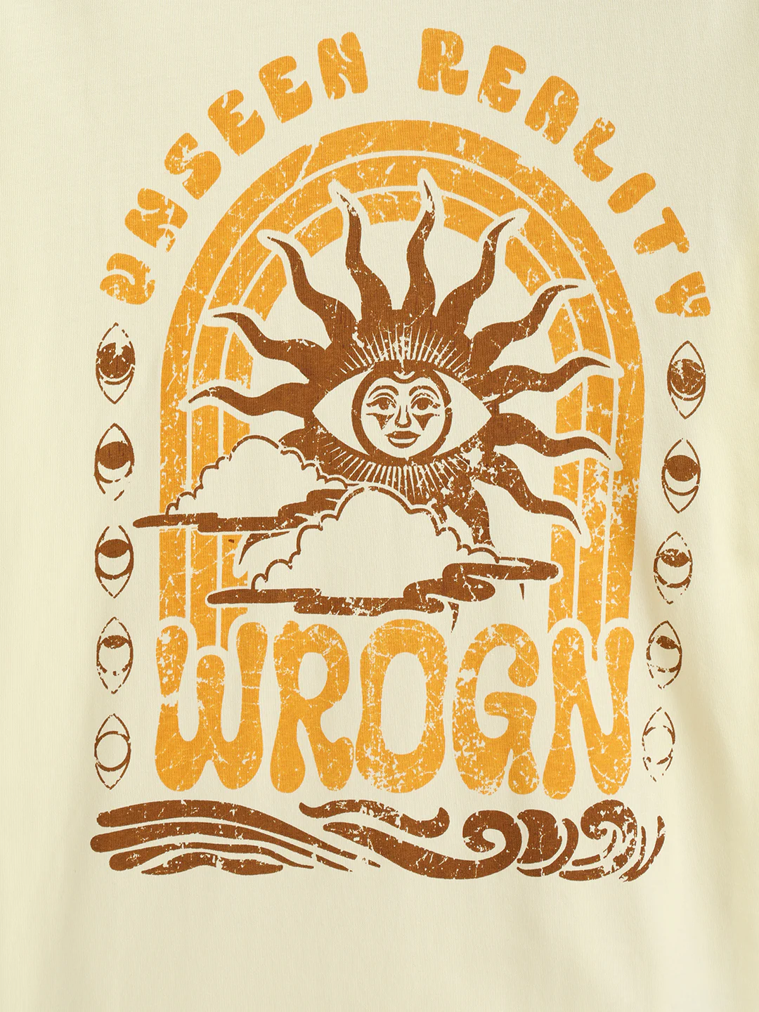 Zen Inspired Chest Print Graphic Crew Neck T-Shirt  |  Yellow - Image 9
