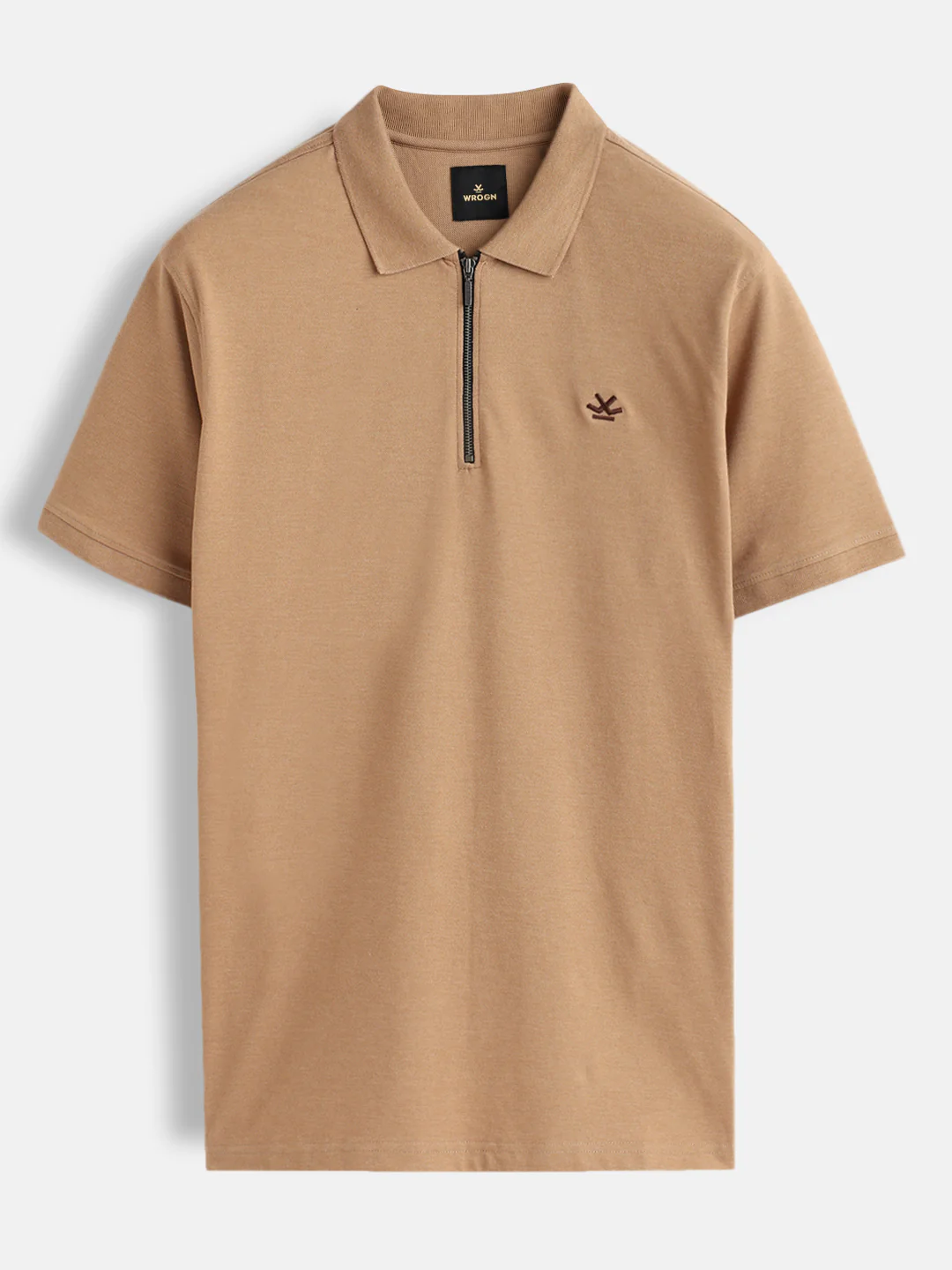 Zipper Polo T-Shirt | Beige - Image 2